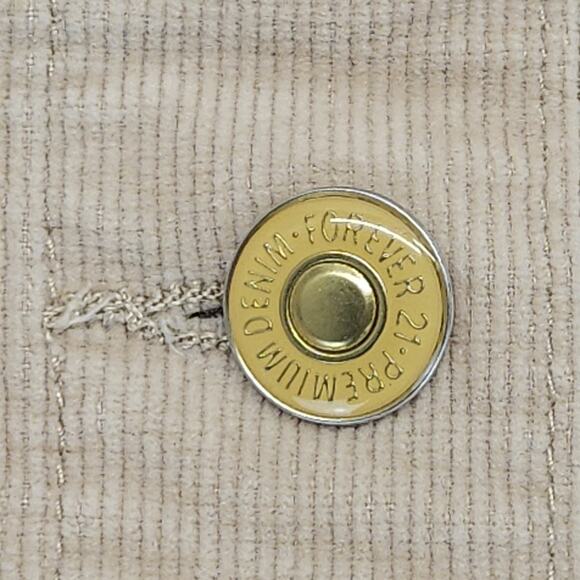 Forever 21 Corduroy Mini Skirt 30 M Nude Stretch Button Preppy Twee Y2K 70s - Picture 4 of 7